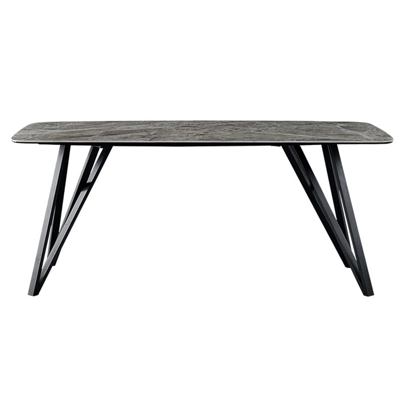 Gesinterde steen moderne rechthoek eettafel grijze steen boventafel met 4 poten