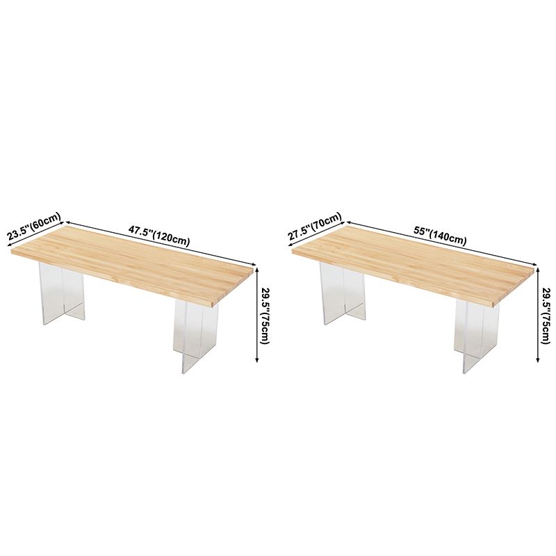 Minimalists Rectangle Khaki Dining Table Solid Wood Standard Dining Table for Kitchen