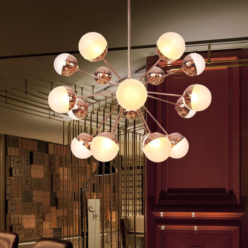 Semi-encastré Globe pour salle à manger, verre blanc/transparent/gris fumée, 9/12/15 lumières, luminaire semi-encastré contemporain en cuivre/chrome/or