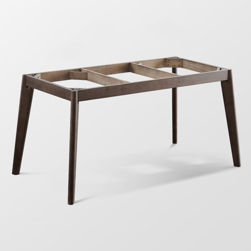 Mid-Century Modern Dining Table Gray Sintered Stone 4 Legs Dining Table with Wooden Base