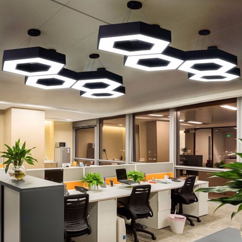 Office Flur LED Anhänger moderner Stil hängendes Licht mit sechseckiger Acrylschatten