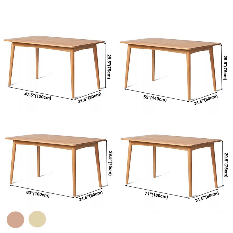 Rechthoek witte eiken vaste houten tafel moderne eettafel met 4 poten voor restaurant