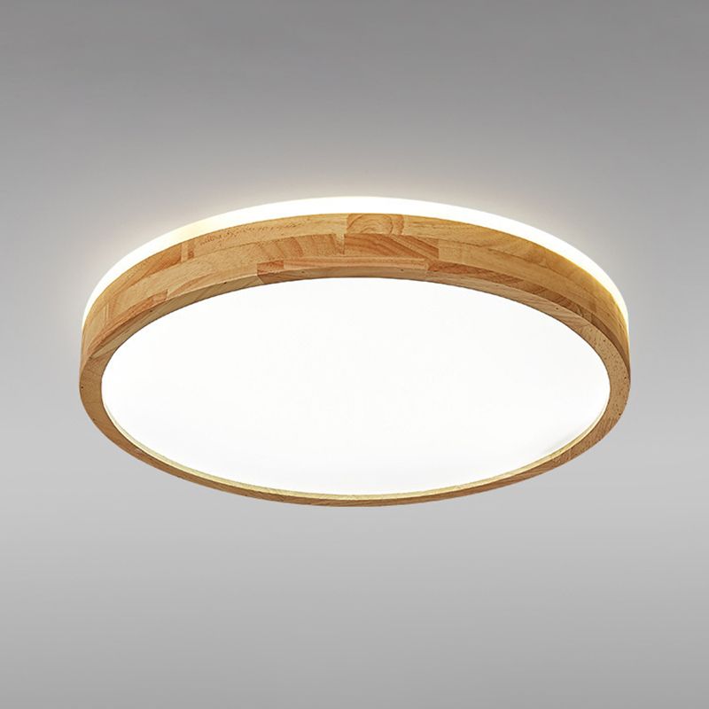 Houten Ronde Flush Mount Plafond Armatuur Minimalisme LED Hout Plafond Gemonteerd Profiel