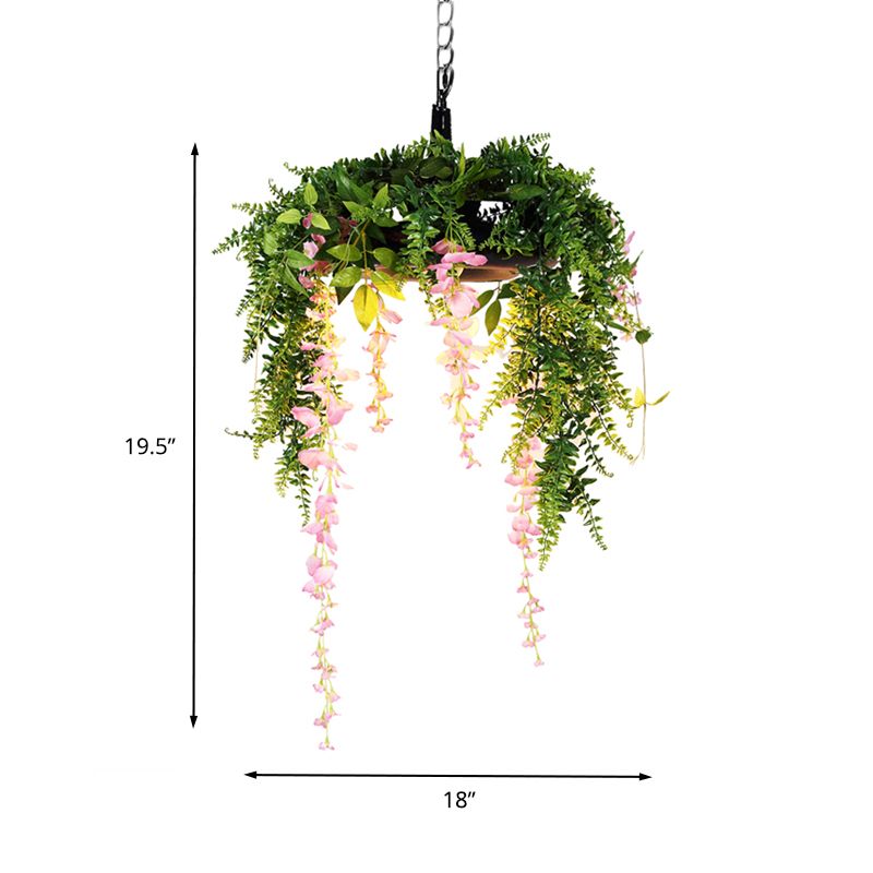 Plant Metal Down Lighting Pendant Retro 1 Bulb Restaurant LED Hanging Ceiling Light in Green