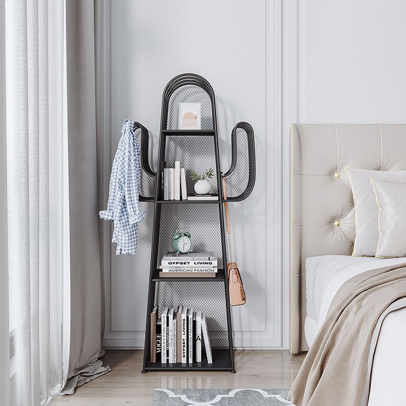 Scandinavian Geometric Bookcase Metal Closed Back Bookshelf with Shelves