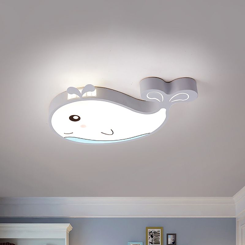 Whale Kids Room Ceiling Flush Mount Acryl Cartoon LED Flush Montage Beleuchtung in Blau/Weiß/Pink