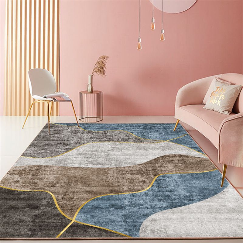 Modern Abstract Art Carpet Polyester Area Rug Non-Slip Backing Indoor Carpet for Living Room