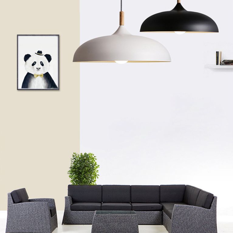 Fissaggi di illuminazione a sospensione cupola moderna legno 1 ciondolo luminoso