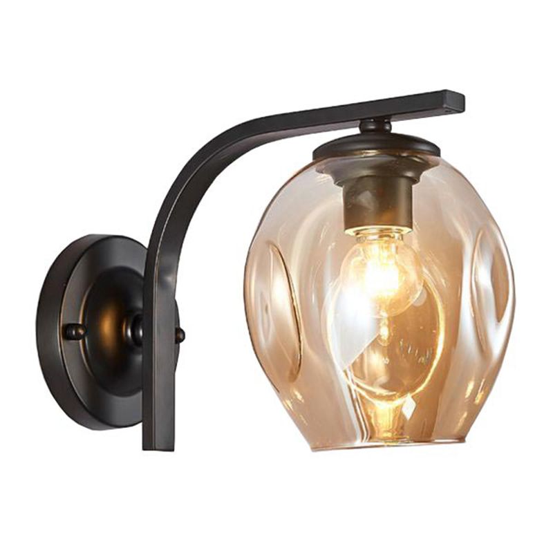 Black/Golden Lighting Contemporary Glass Shaded Wall Light for Room