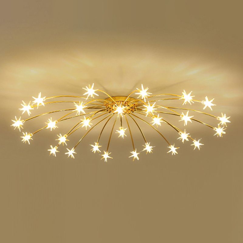 Lámpara de techo Radial Star en soporte semiempotrado LED de metal de estilo moderno y lujoso para dormitorio