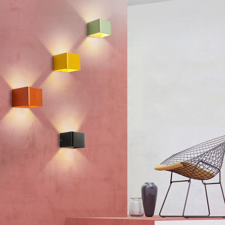 Rectangular Staircase LED Wall Lamp Aluminum Macaron Style Wall Washer Sconce