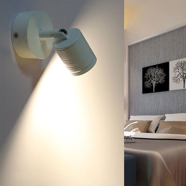 Cylindre blanc lampe applique de style simple LED LED Éclairage mural métallique en lumière chaude / blanche pour le chevet