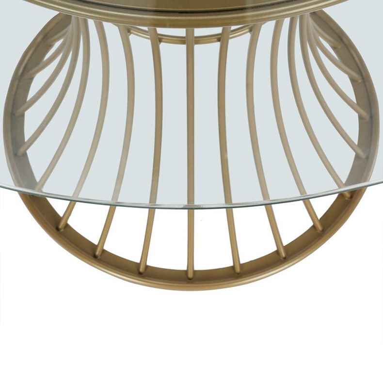 Table à manger en verre trempé de style moderne Table ronde de base de piédestal simple