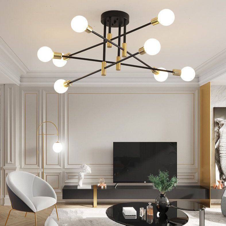 Hotel Ceiling Light in Industrial Style Sputnik Metal Semi Flush Mount