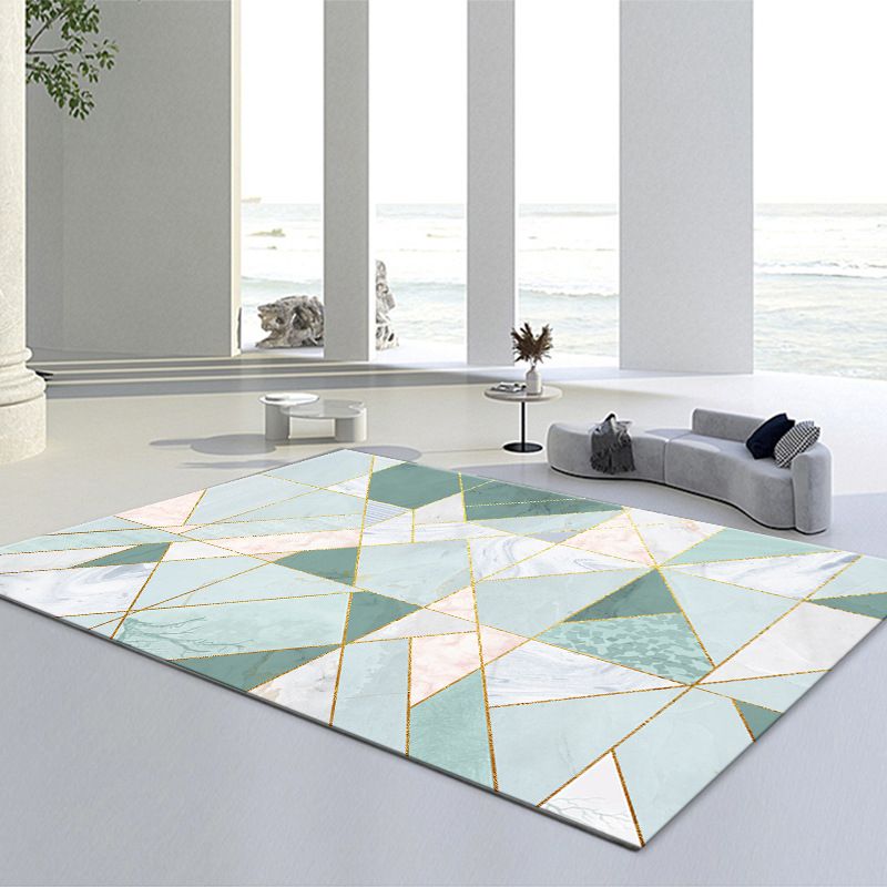 Chic Modern Area Carpet Geometric Pattern Polyester Area Rug Non-Slip Backing Rug for Home Decor