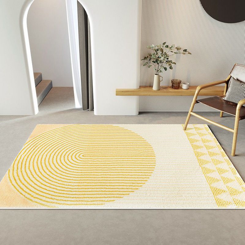 Yellow Casual Carpet Polyester Line Carpet Stain Resistant Carpet for Home Decor