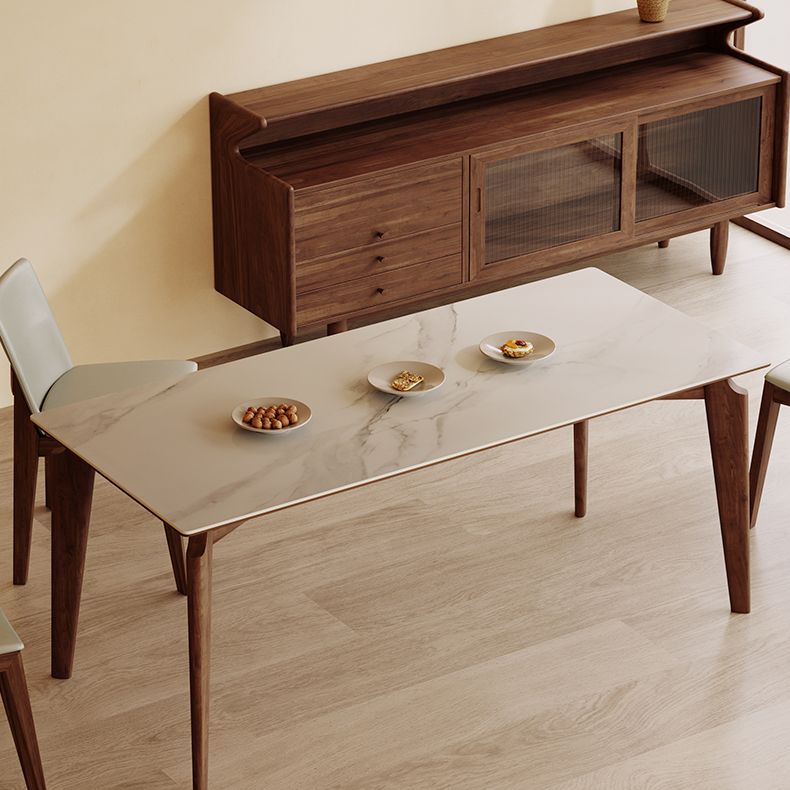 Rectangle Dining Table Mid-Century Modern Dining Table with 4 Legs