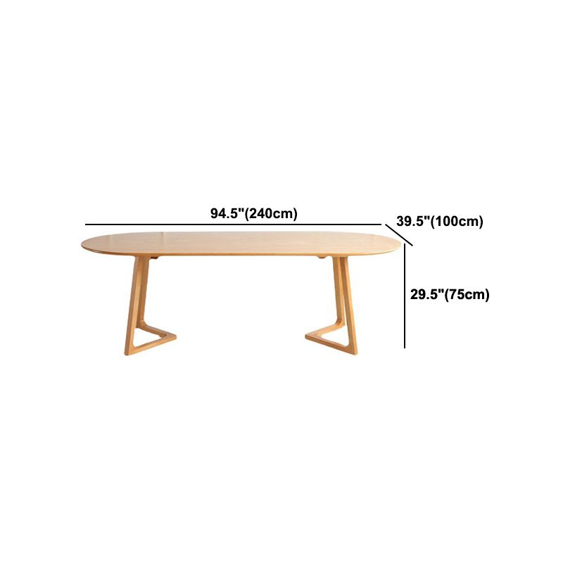 Modern Oval Pine Wood Dining Table Wood Base Home Dining Table