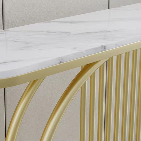Half Moon Console Accent Table Antique Finish Console Sofa Table in Stone