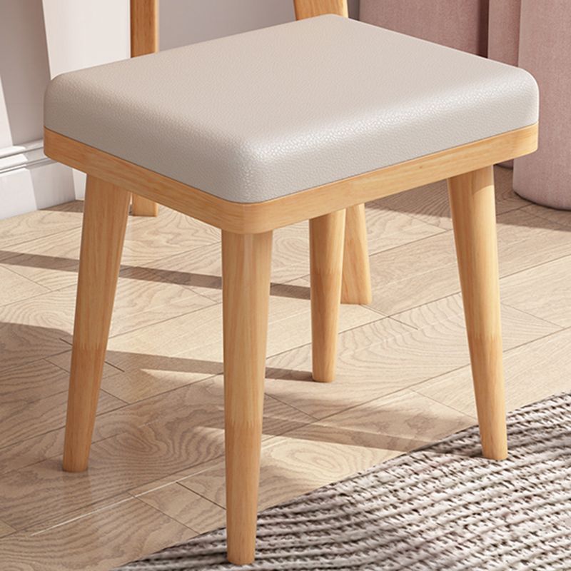 Solid Wood Dresser Scandinavian Vanity Set with Stool and Mirror