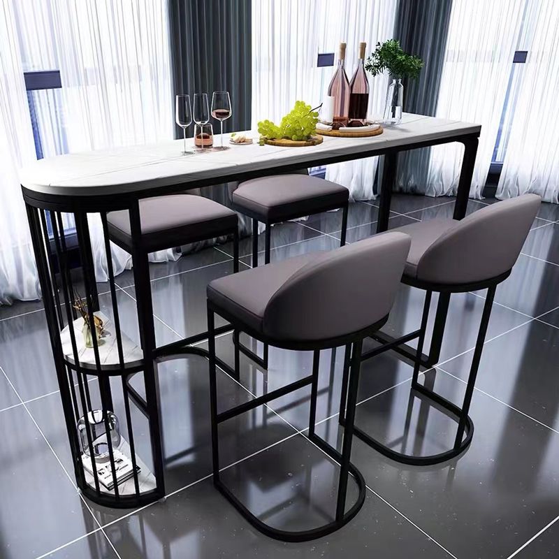 Modern Low Back Upholstered Indoor Bar Stools with Metal Base