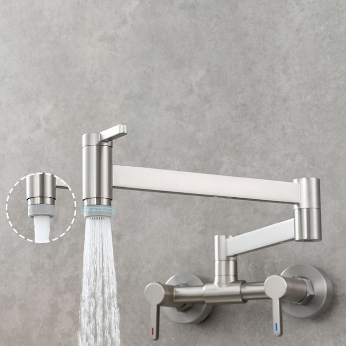 Modern Wall Mounted Double Handles Pot Filler Low Arc Profile Filler