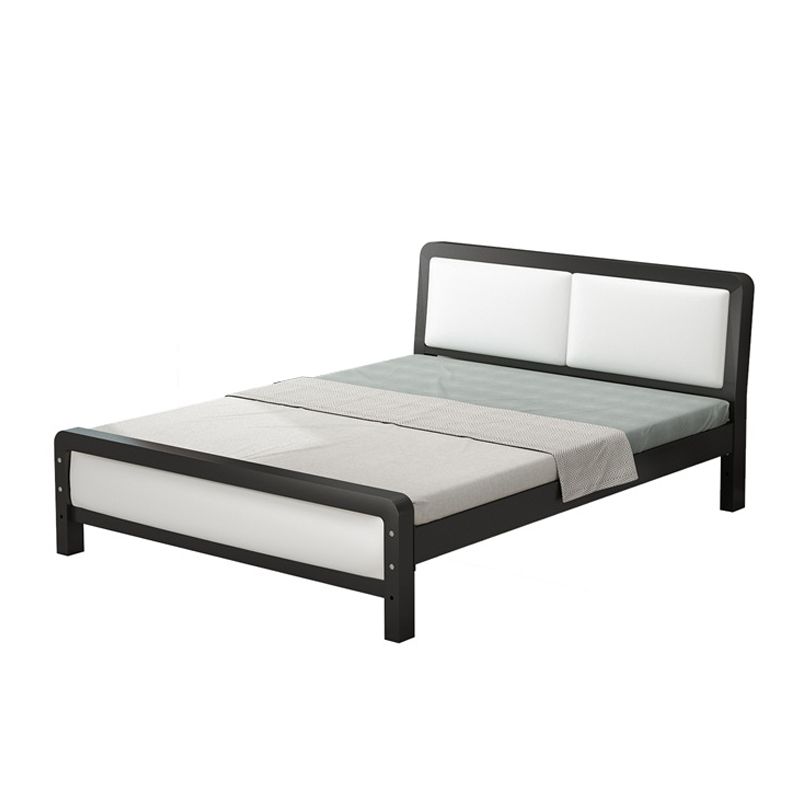 Modern Iron Wire-Grid Bed Frame 36.6" H Black & White Panel Bed with Headboard