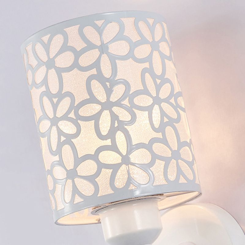 Modernist Wall Sconce Cylinder Metal Sconce Lighting in White for Bedroom
