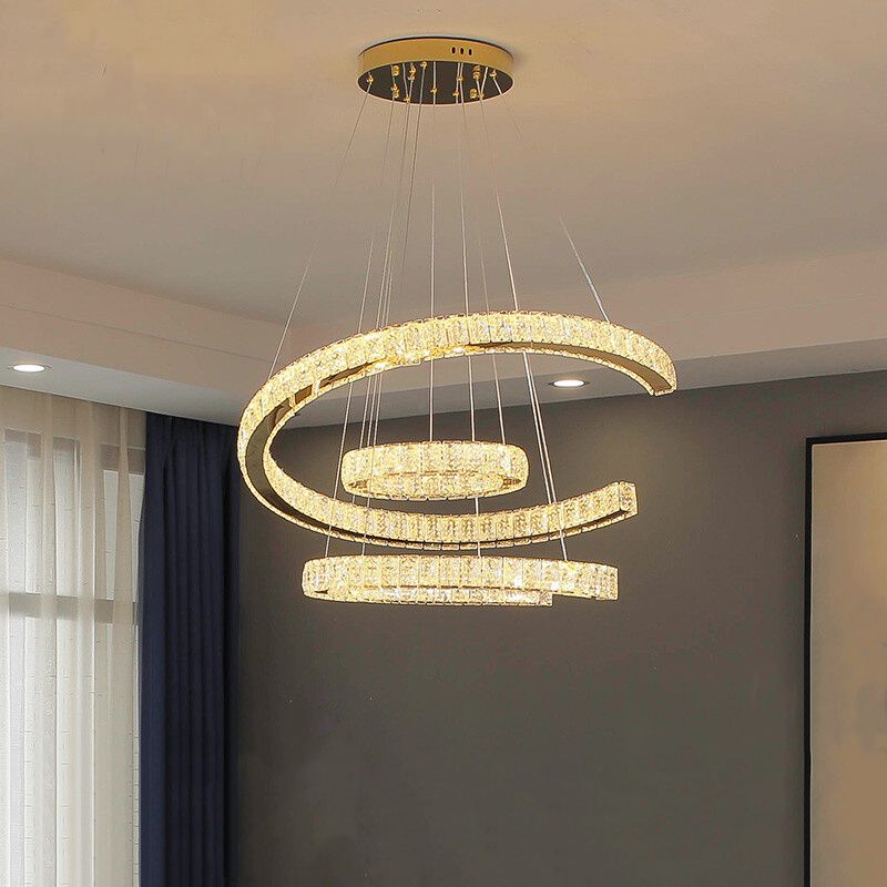 Contemporary Ceiling Pendant Light Crystal Ceiling Hung Fixtures for Living Room