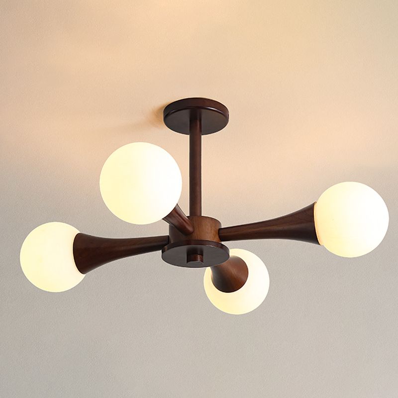 Globe Chandelier Light Fixtures Modern Multi-Head Hanging Pendant Lights with White Glass Shade