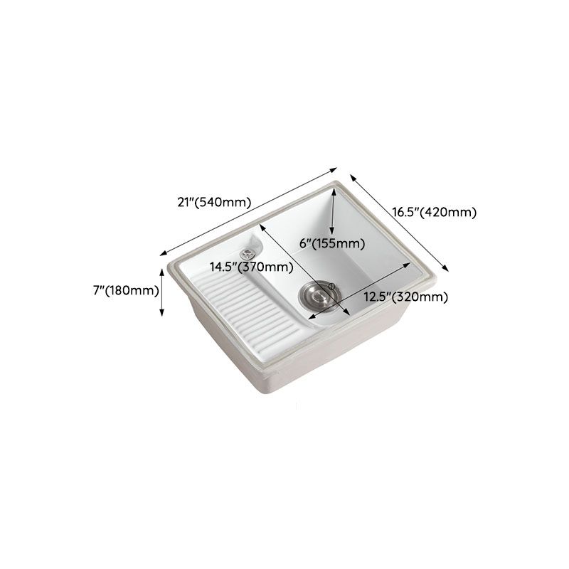 Traditional Undermount Vanity Sink Rectangular Porcelain Right Basin Bathroom Sink