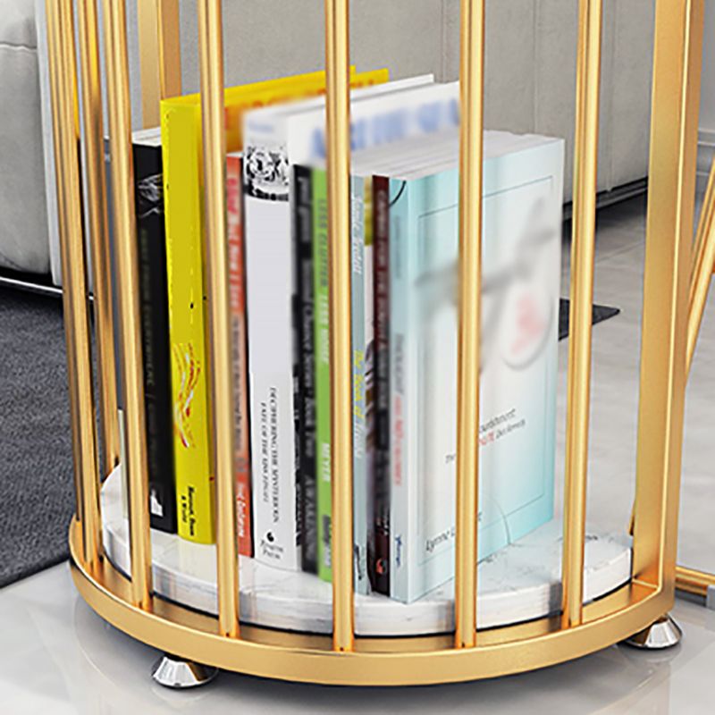 Glam White Faux Marble Pub Bar Table Indoor Double Pedestal Bar Dining Table with 2-Shelf