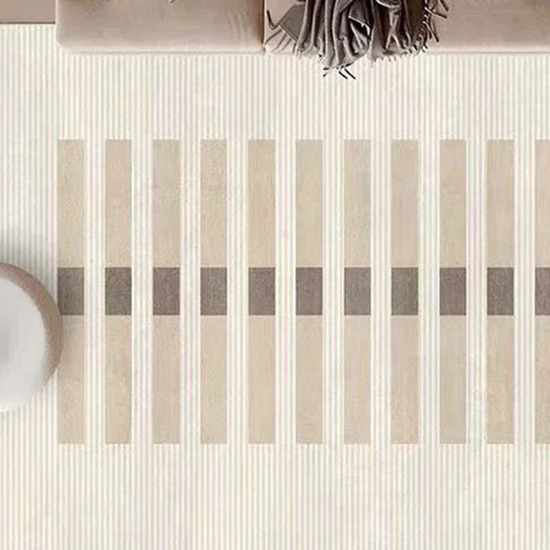 Beige Modern Rug Polyester Striped Rug Non-Slip Backing Rug for Drawing Room
