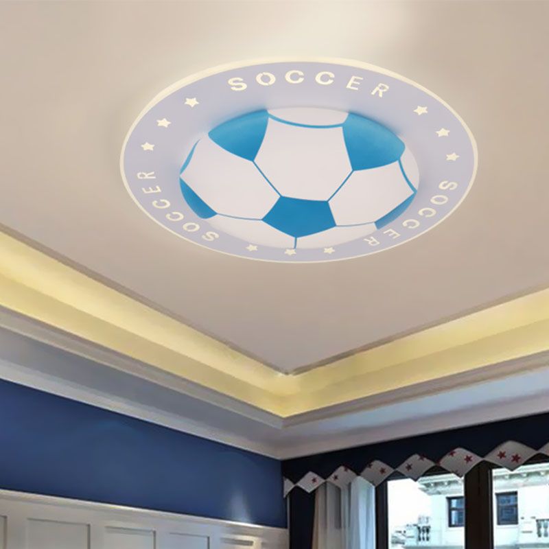 16.5"/20.5" W Kids LED Flush Mount Spotlight Black/Blue Football Flushmount Ceiling Lamp with Acrylic Shade