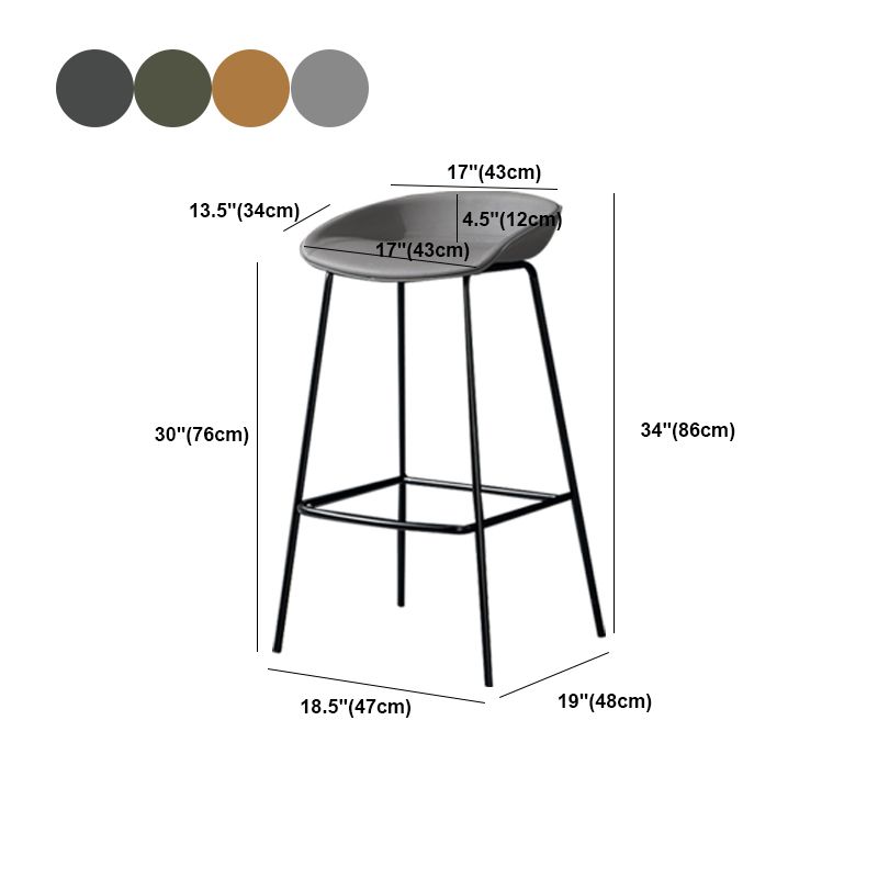 Modern Leather Counter Bar Stool Black Base Footrest Low Back Counter Stool