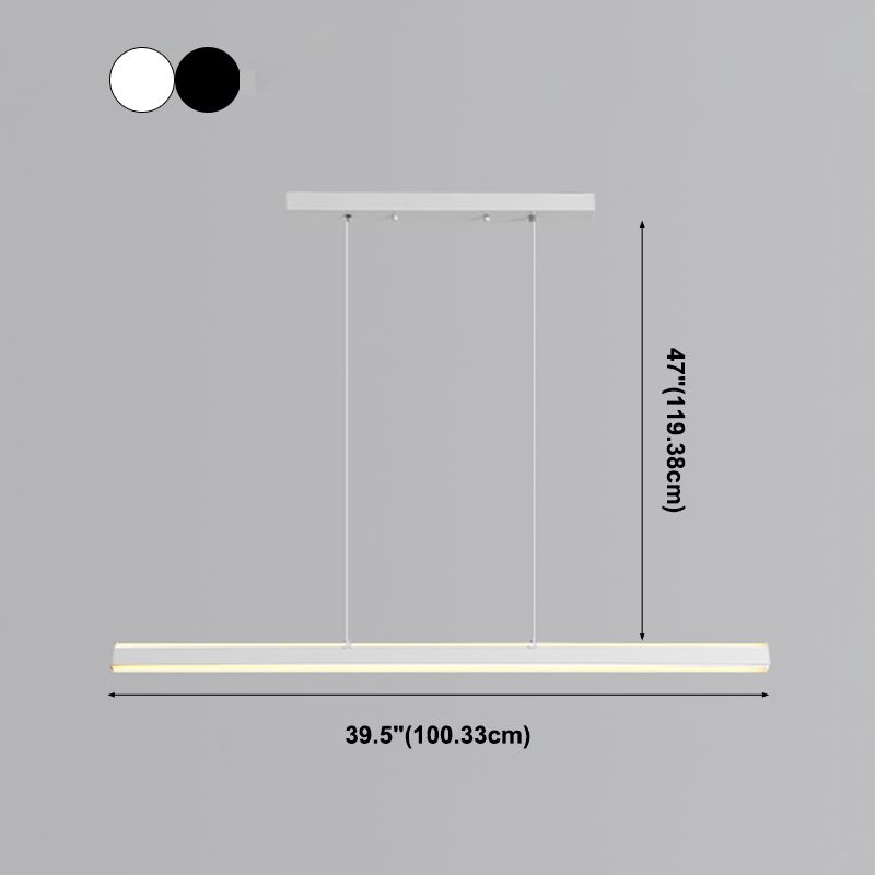Nordic Simple Island Light Fixture Modern Long Strip LED Pendant Light for Dining Room