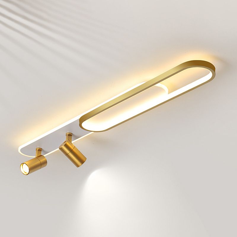 Indoor LED Semi flush plafond licht in moderne eenvoud metalen plafond armatuur met Oblong acryl schaduw