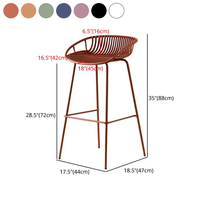 Contemporary Matte Finish Metal Bar Stool Footrest Milk Tea Shop Stool