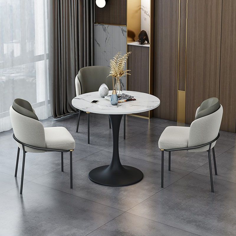 Modern Style Round Dining Table Sintered Stone Tulip Table for Dining Room