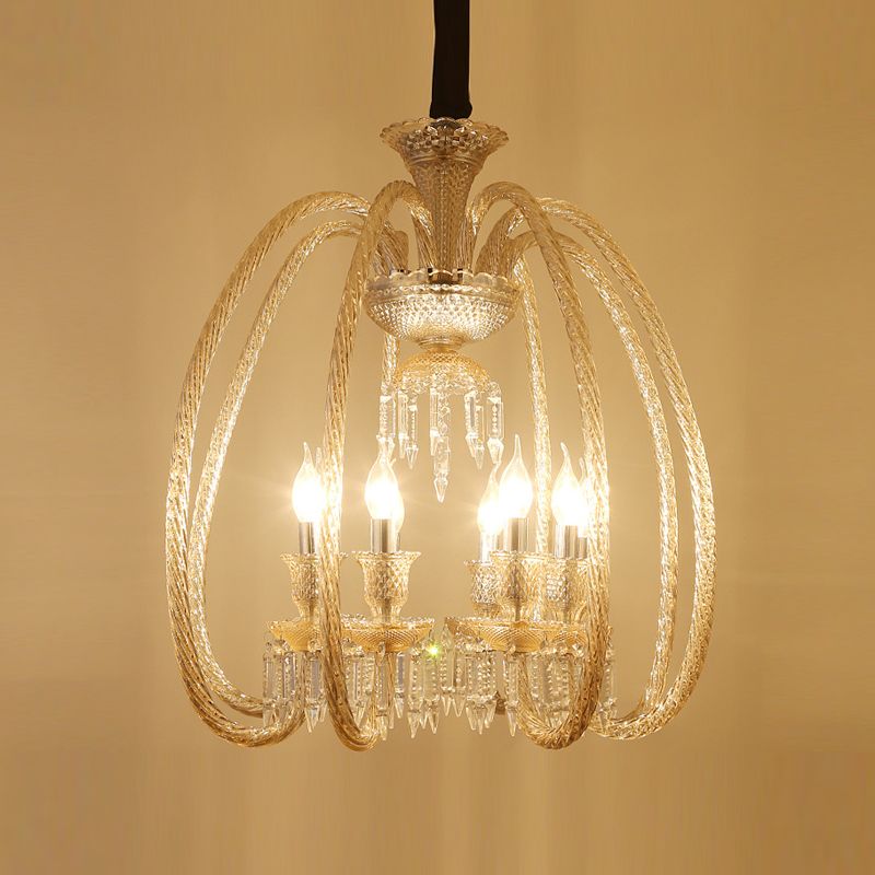 Rustic Style Chandelier Light Fixture Crystal Candlestick Hanging Chandelier