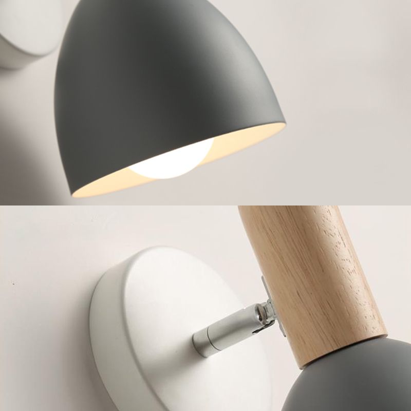 Elongated Dome Wall Sconce Contemporary Metal 1 Head Black/Gray/White Wall Light Fixture for Bedroom, 5" W