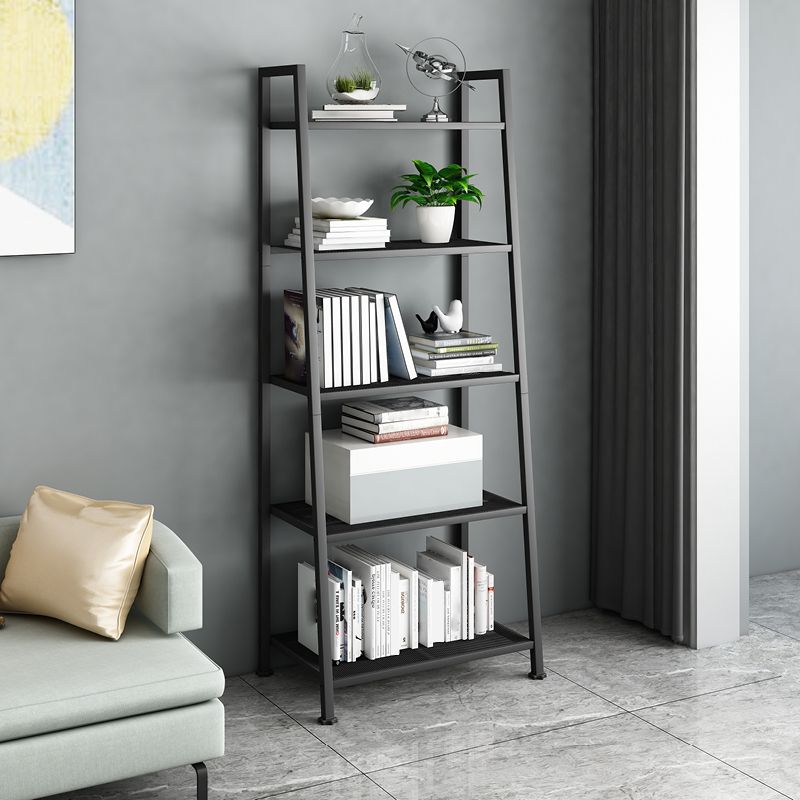 13.7" W Ladder Bookcase Open Storage Metal Bookshelf with Shelves