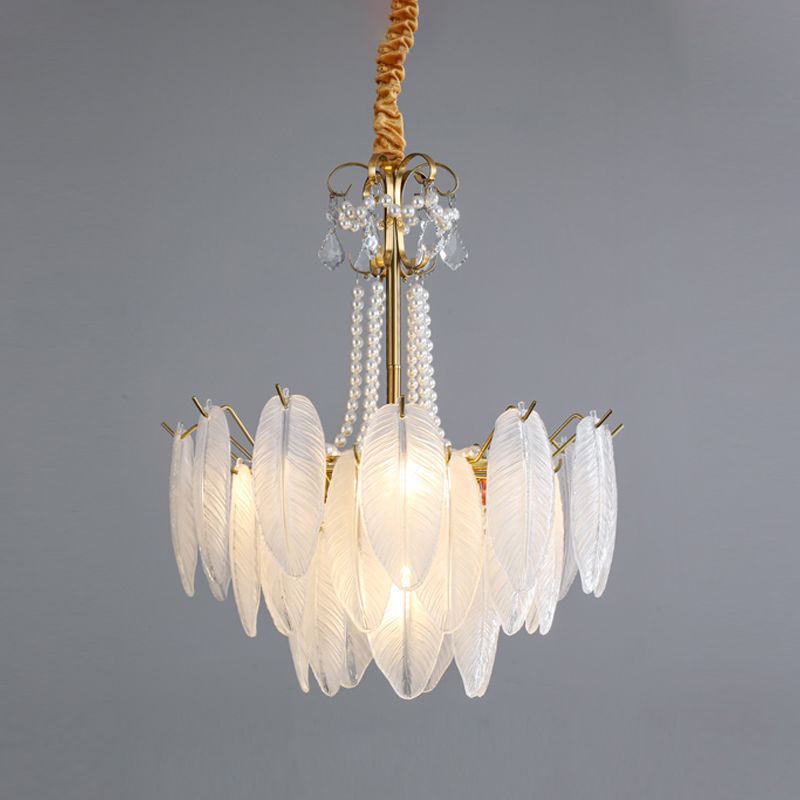 Gold Metal Chandelier Light Fixtures American Style Multi-Head Suspension Lamps for Living Room