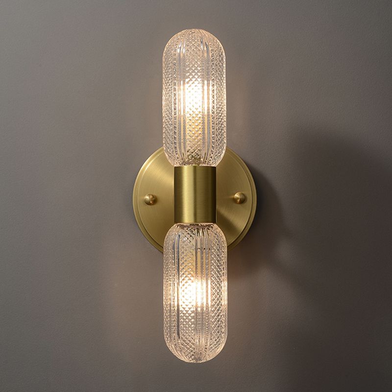 Gold Glass Wall Lamp in Modern Creative Style Copper Cylindrical Wall Sconce for Interior Spaces