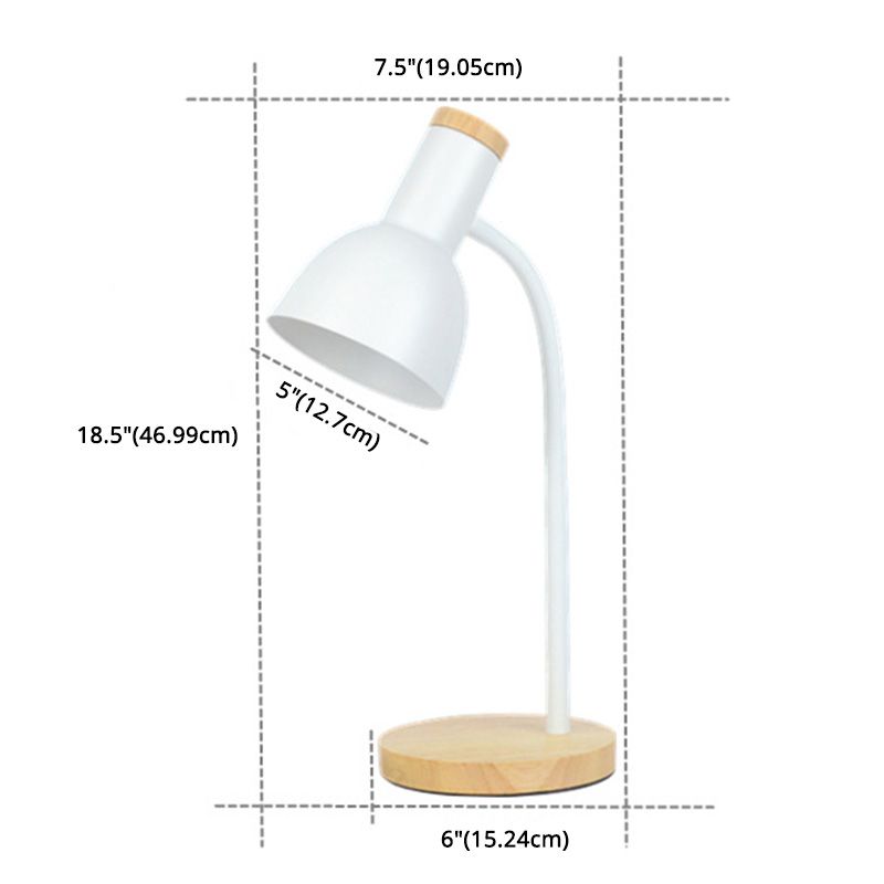 Tono de domo lámpara de mesa de estilo nórdico de 18 "luz de lectura de altura con base redonda de madera