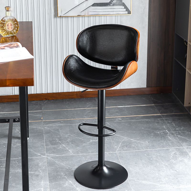 Scandinavian Adjustable Height Metal Counter Stools Wood Low Back Bar Stools (Set of 2)