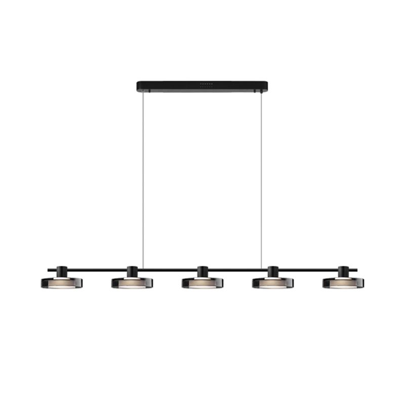 Metal and Glass Kitchen Island Lighting in Black Modern LED Ceiling Pendant