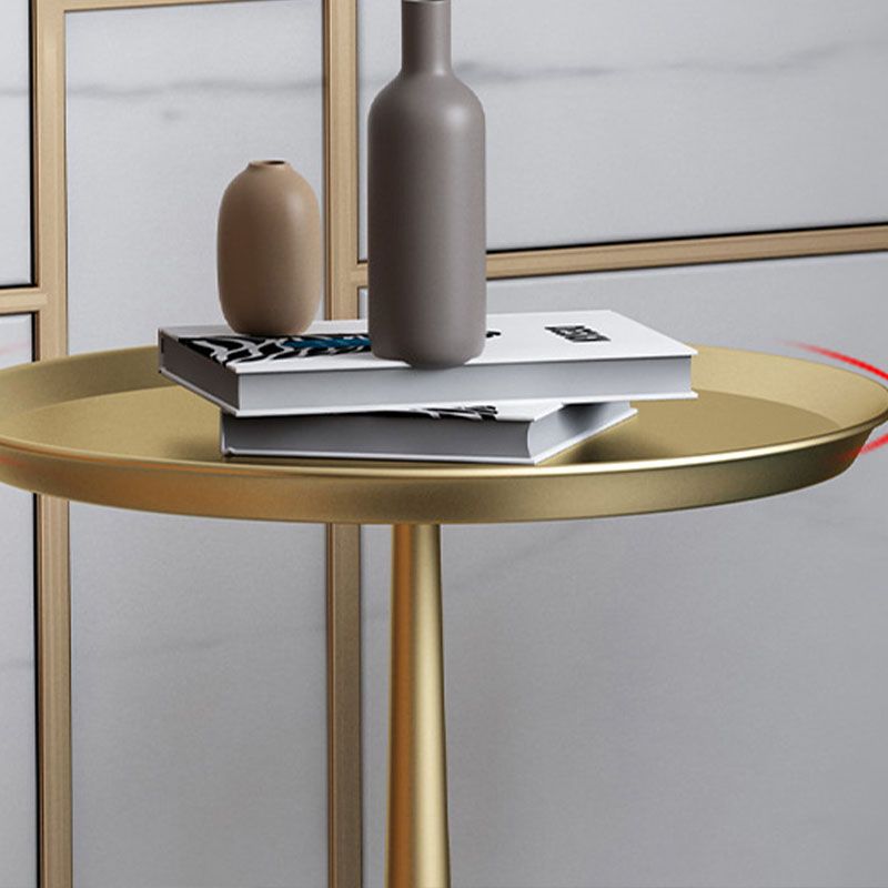 21" Tall Mid-Century Metal Round Tray Top Side Table Pedestal End Table