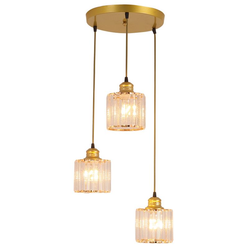 3 luci cilindri multiple lampada a sospensione di vetro a coste industriale luce con cavo sospeso per il ristorante