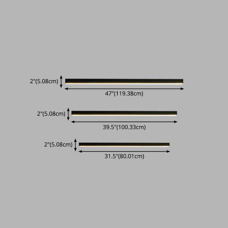 1-Light Minimalism Linear Flush Mount Ceiling Light Aluminum Bedroom Flush Light